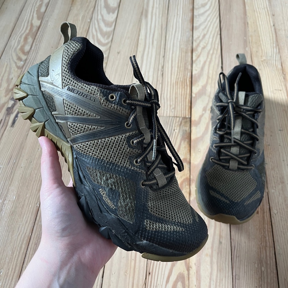 Merrell Agility Peak Flex 2 E-Mesh Mens 8 Olive Black Trail Running Shoes J45865